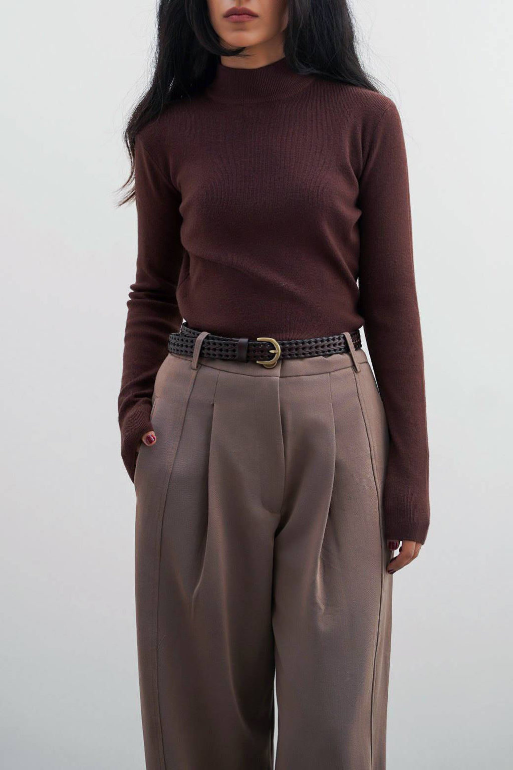 Luxury Brown Jilpop High Crew Sweater