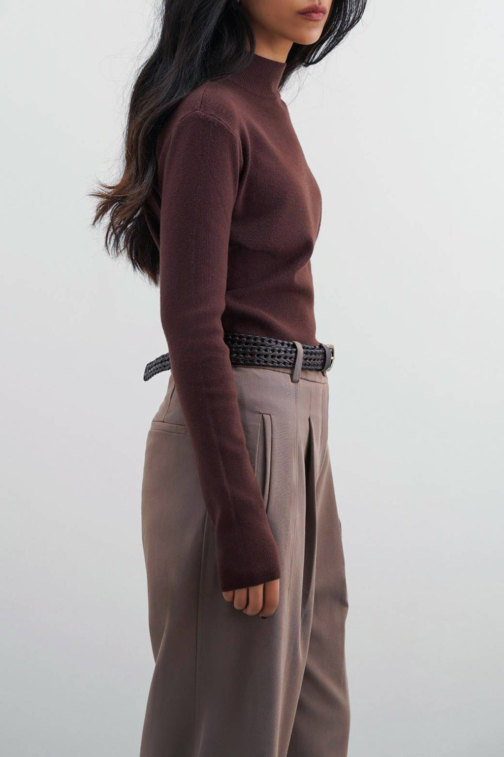 Luxury Brown Jilpop High Crew Sweater