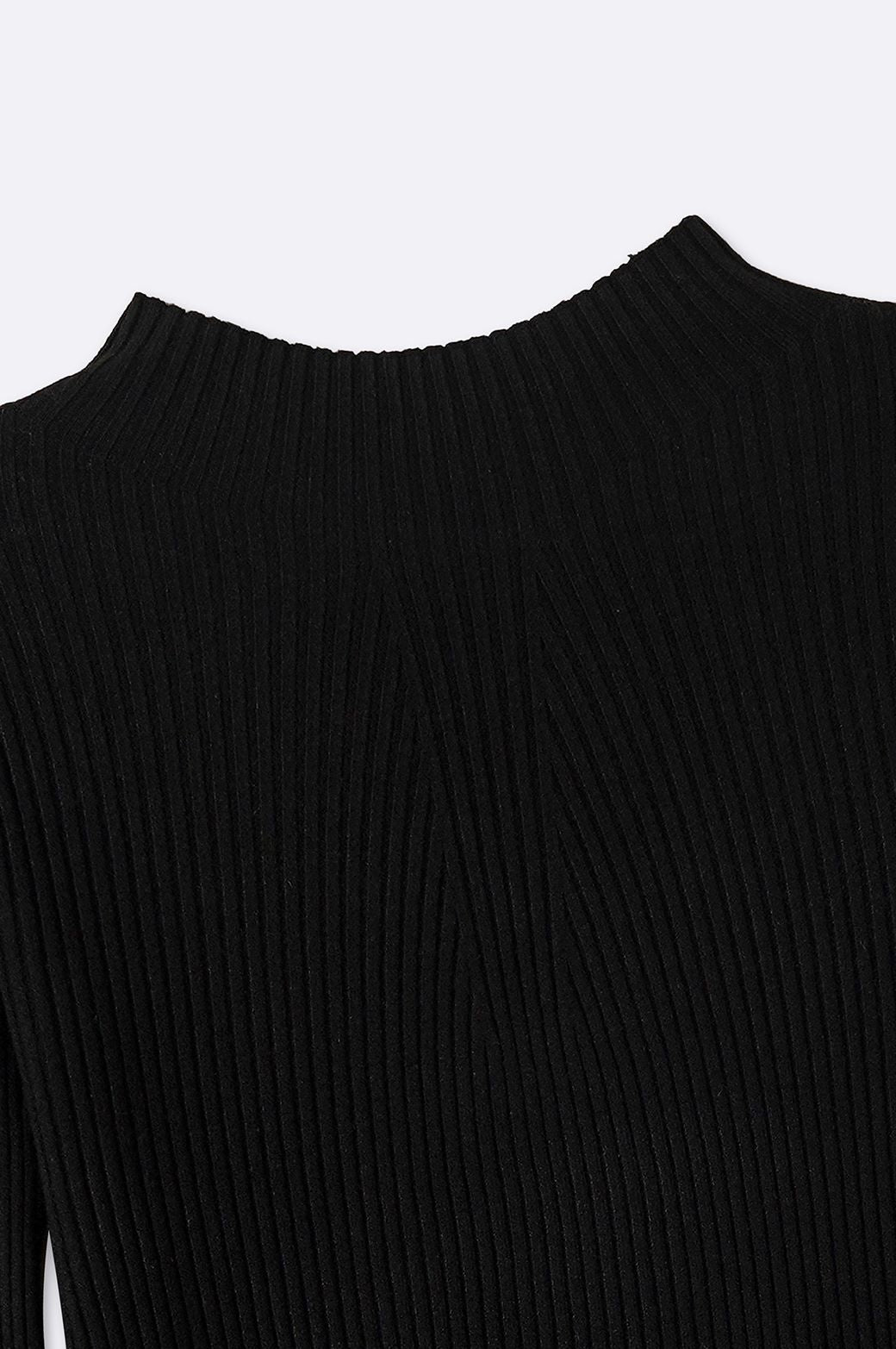 Ribbed Black Jilpop High Crew Sweater