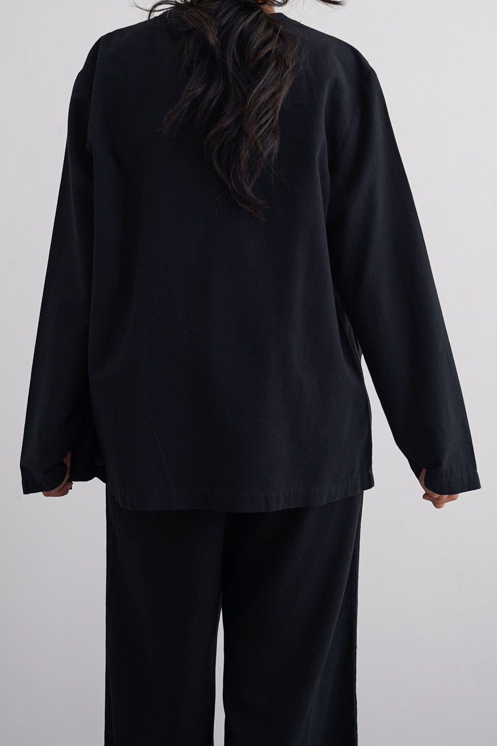 Collarless Black Jilpop Linen Blazer