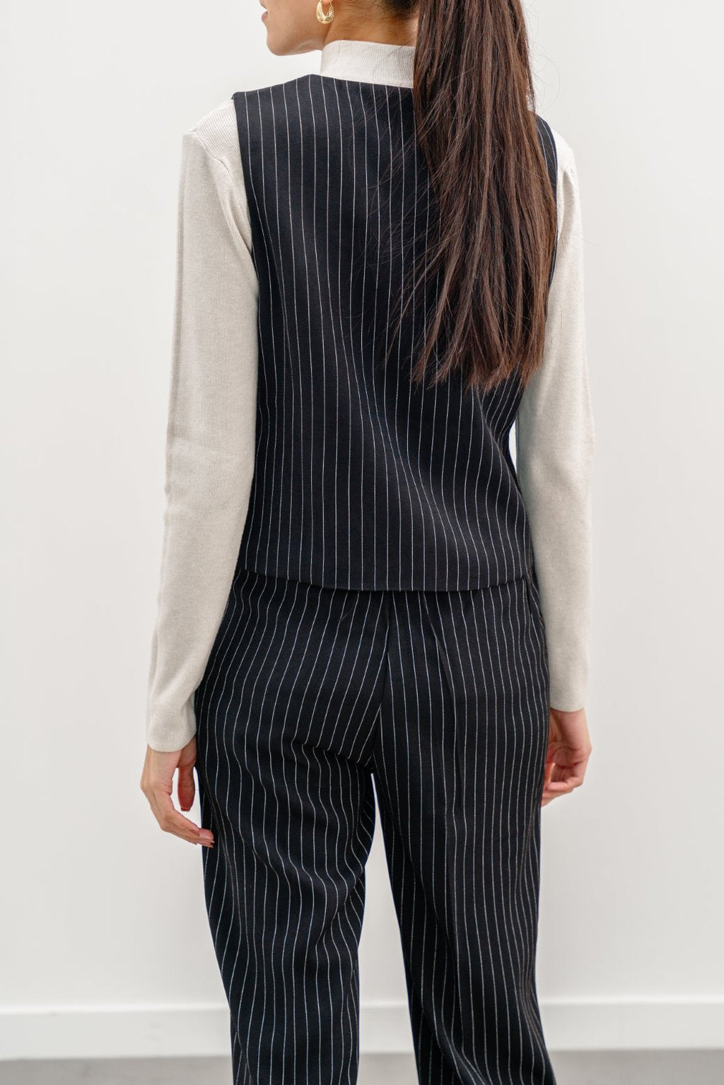 Pin Black Jilpop Striped Vest