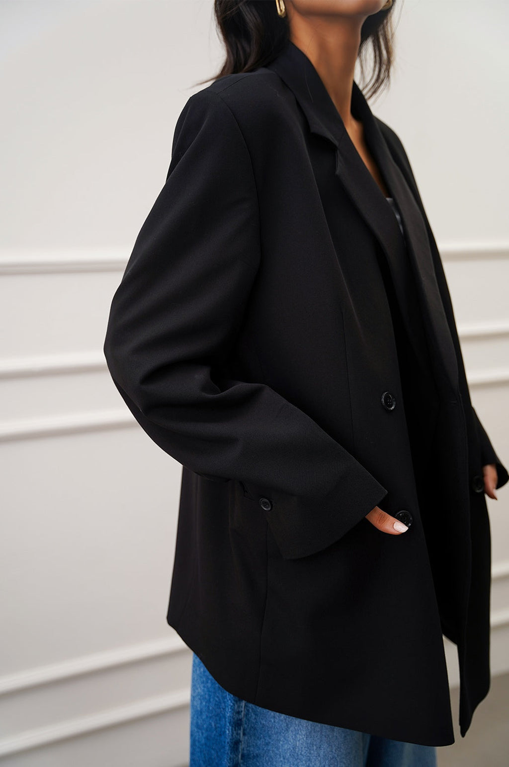 Tokyo Black Jilpop Blazer With Open Vents