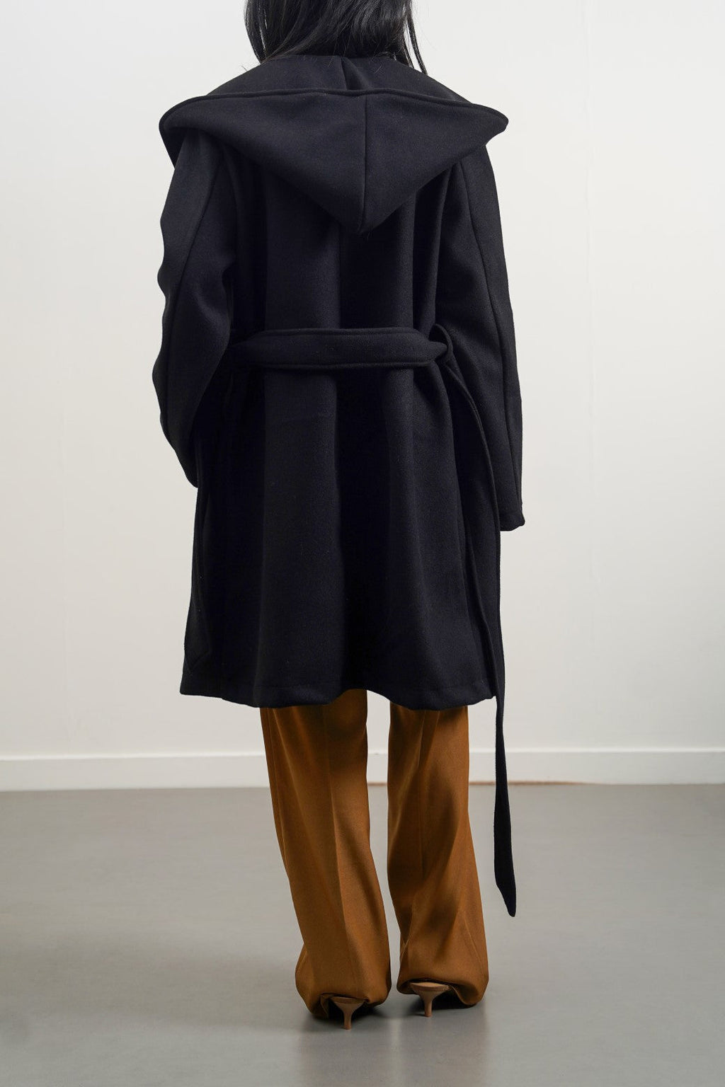 Midi Black Jilpop Coat With Hood
