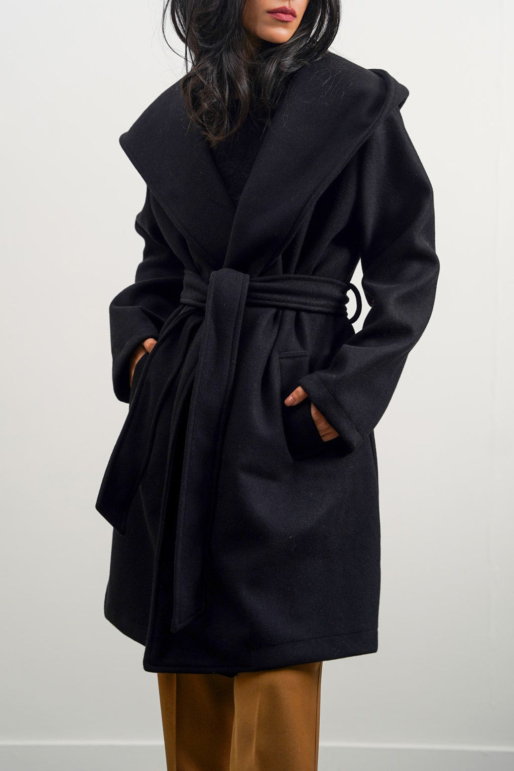 Midi Black Jilpop Coat With Hood