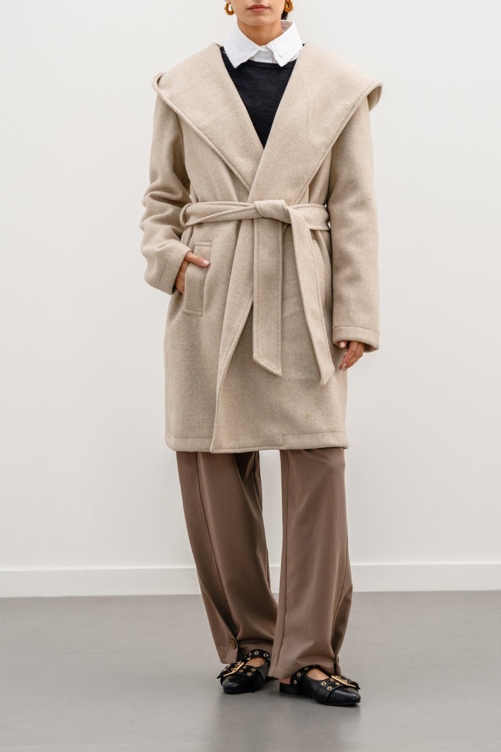 Midi Camel Jilpop Coat With Hood