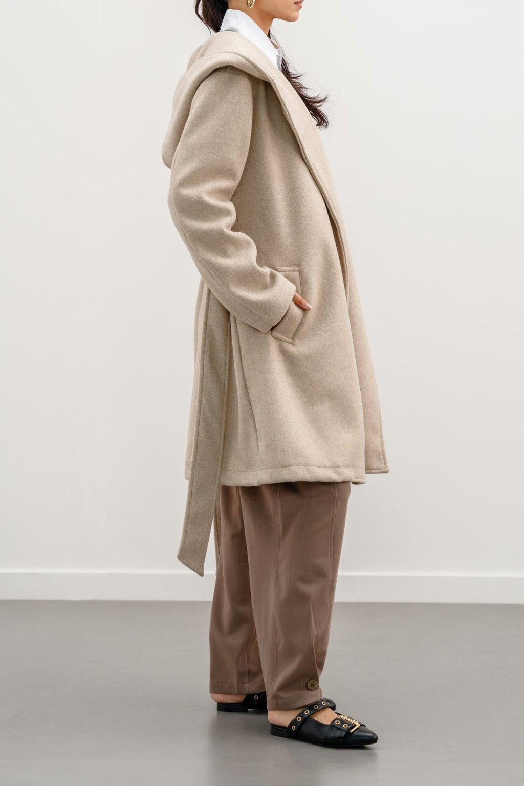 Midi Camel Jilpop Coat With Hood