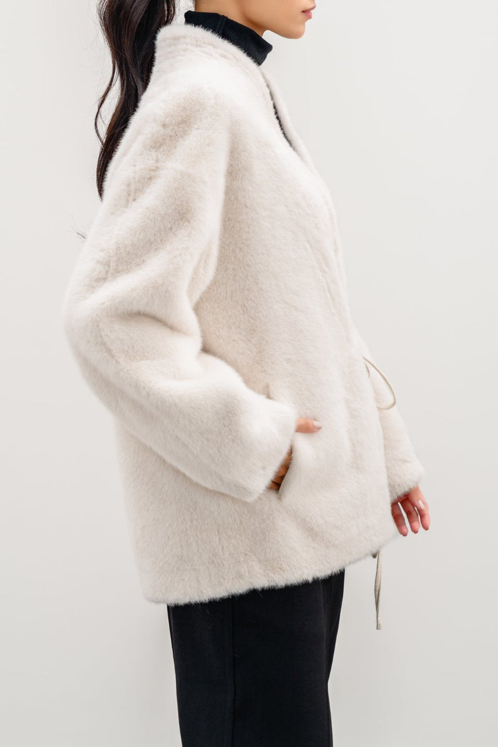 Luxe Off White Jilpop Fur Wrap Coat