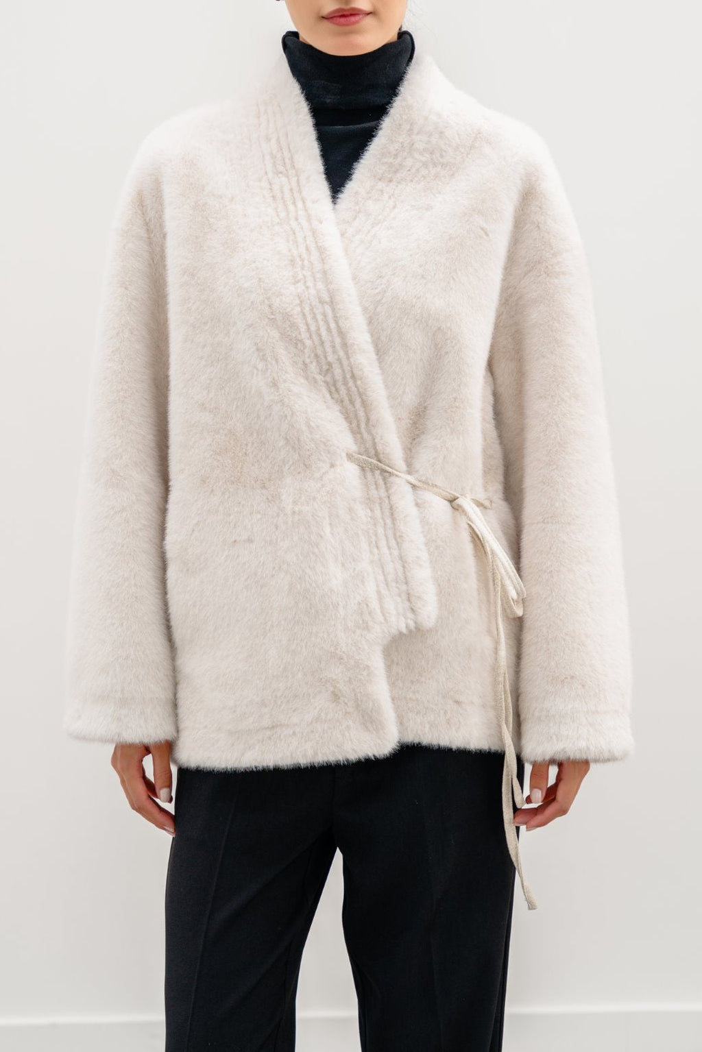 Luxe Off White Jilpop Fur Wrap Coat