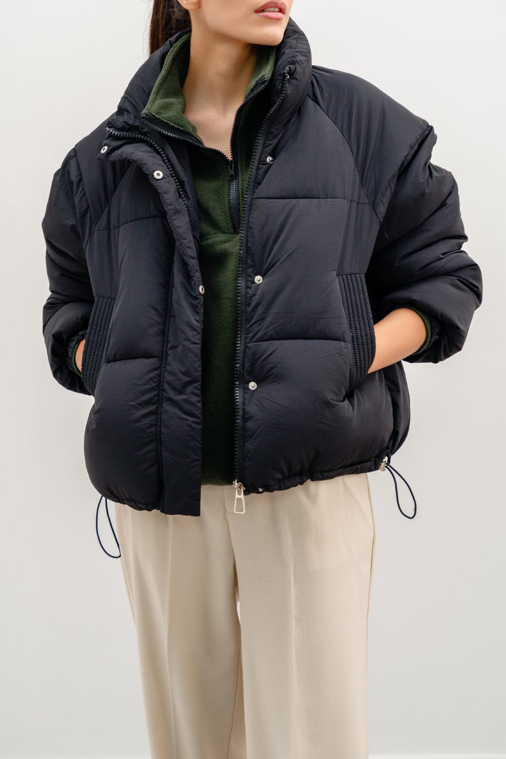 Short Black Jilpop Puffer Jacket
