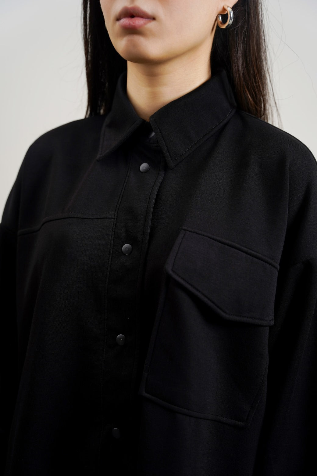 Neoprene Black Jilpop Boyfriend Shacket