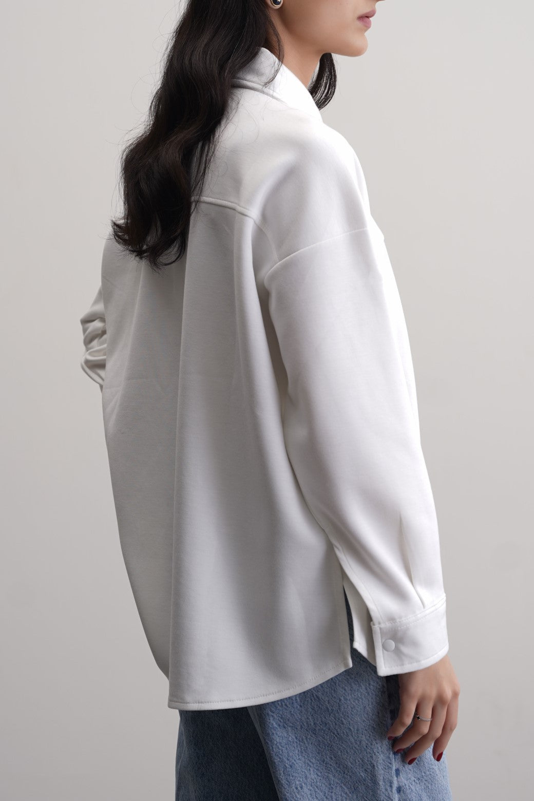 Neoprene White Jilpop Boyfriend Shacket