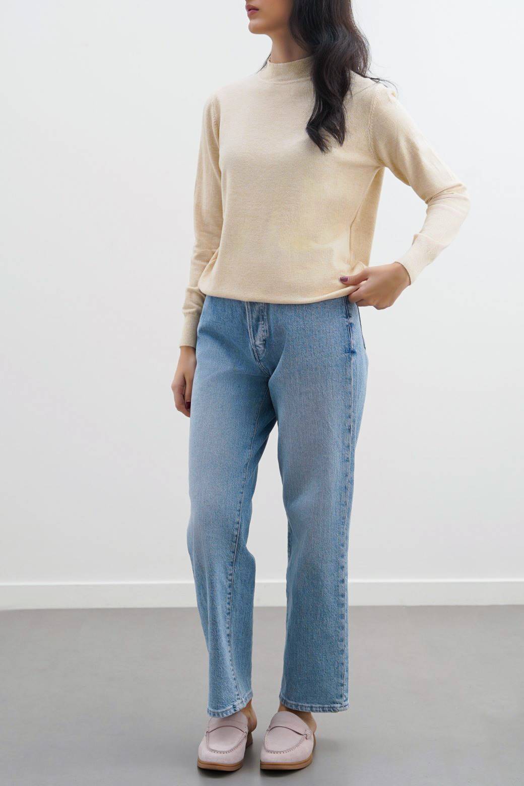 Soft Cream Jilpop Knitted Sweater