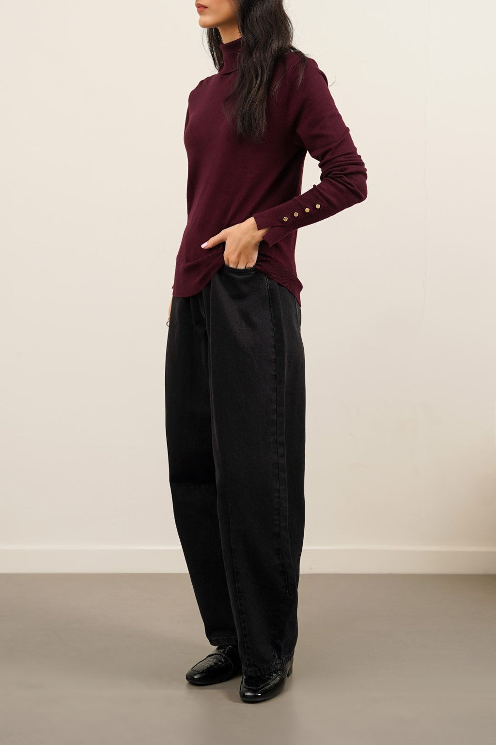 Classic Wine Jilpop Rollneck Sweater