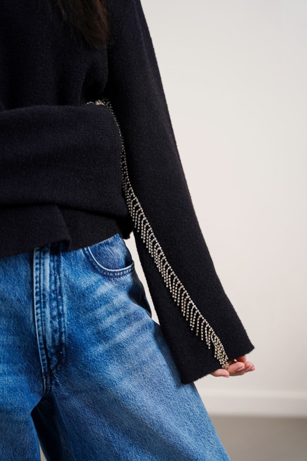 Rhinestone Black Jilpop Fringe Jumper