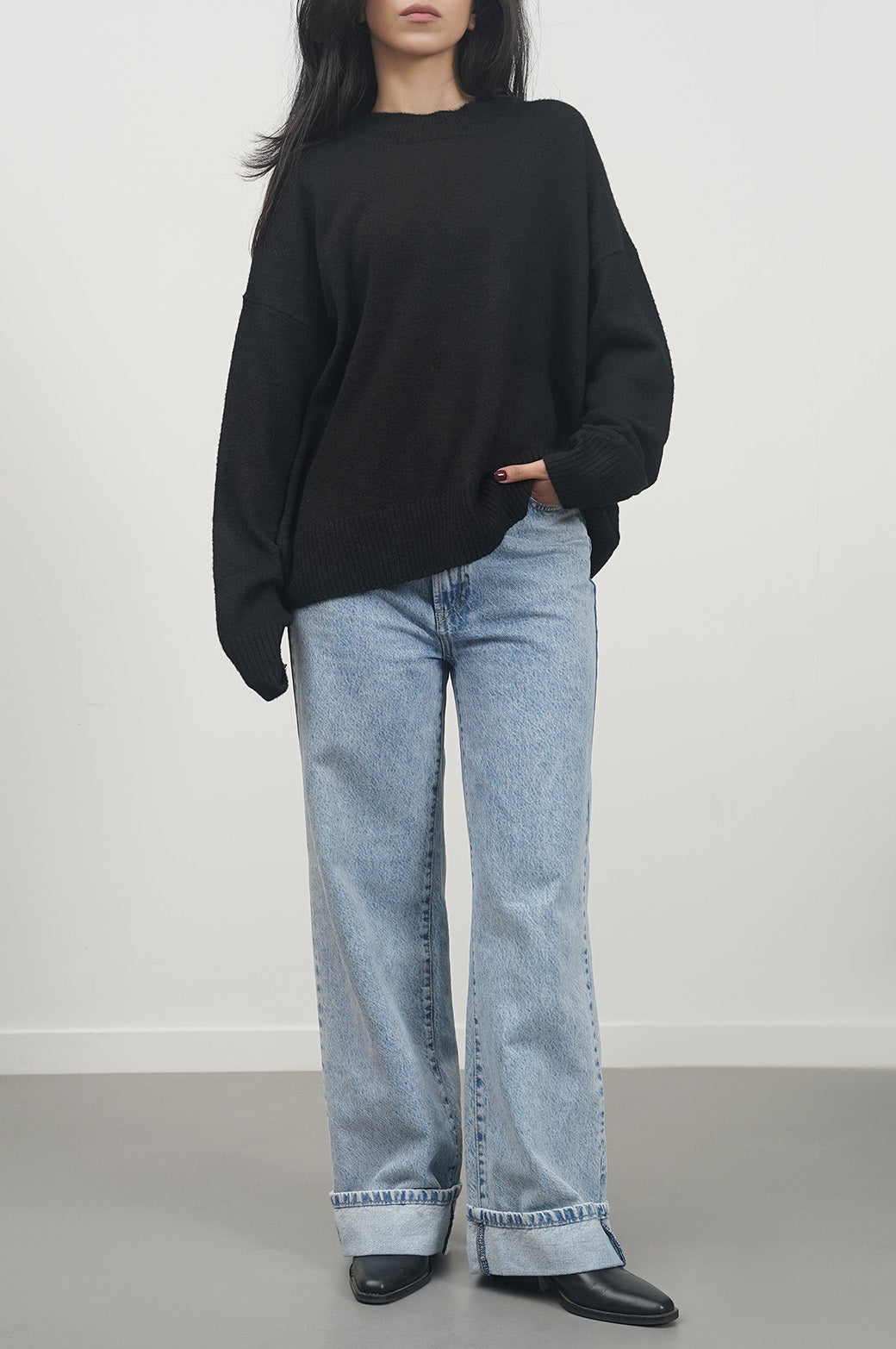 Soft Black Jilpop Knit Sweater