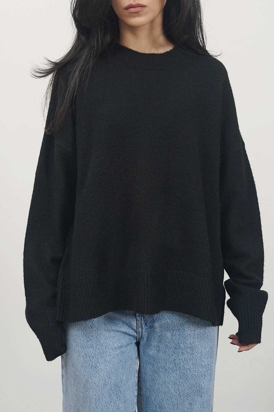 Soft Black Jilpop Knit Sweater