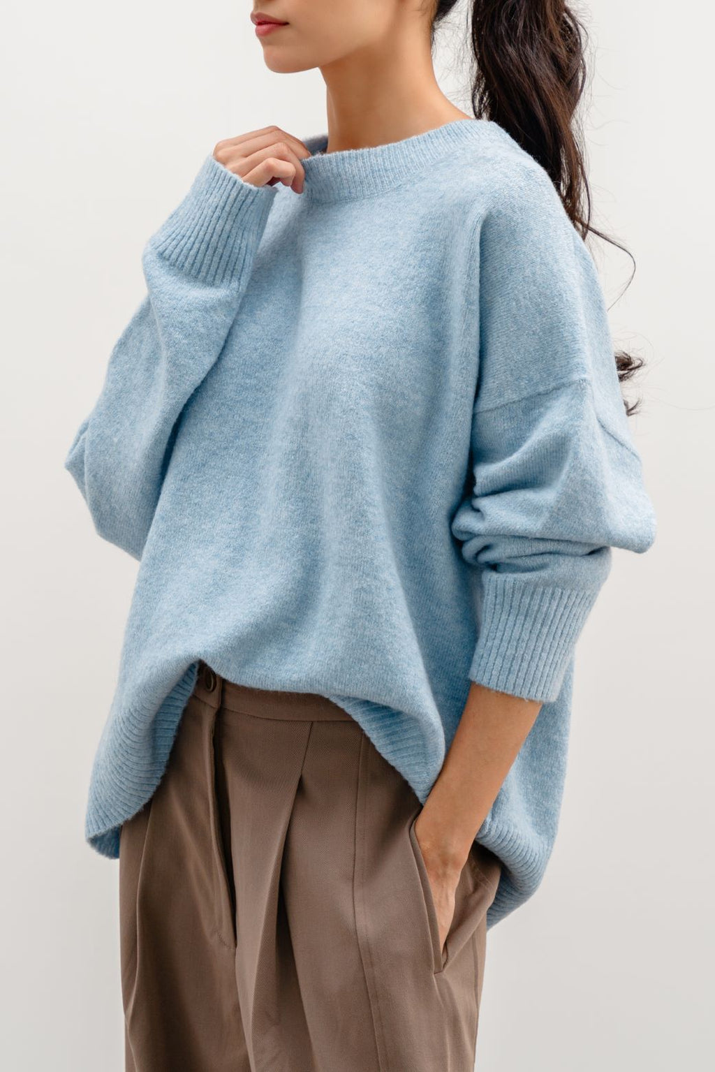 Soft Sky Blue Jilpop Knit Sweater