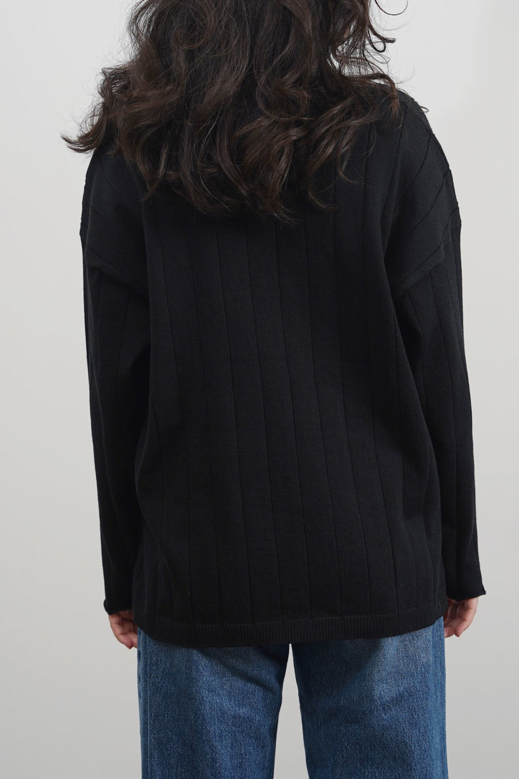 Soft Black Jilpop Rib-Knit Jumper