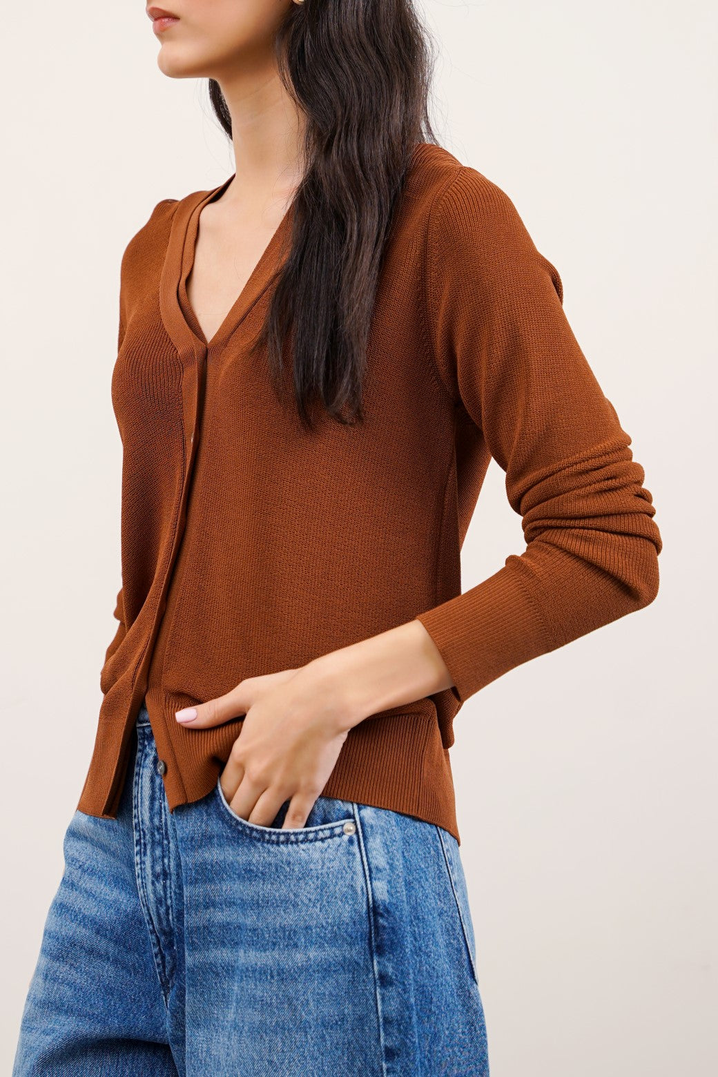 Needle Camel Jilpop Knit Cardigan