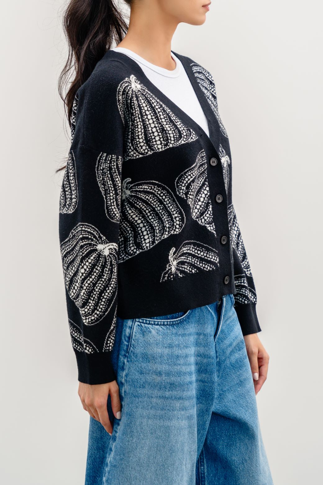 Jacquard Black Jilpop Pumpkin Cardigan