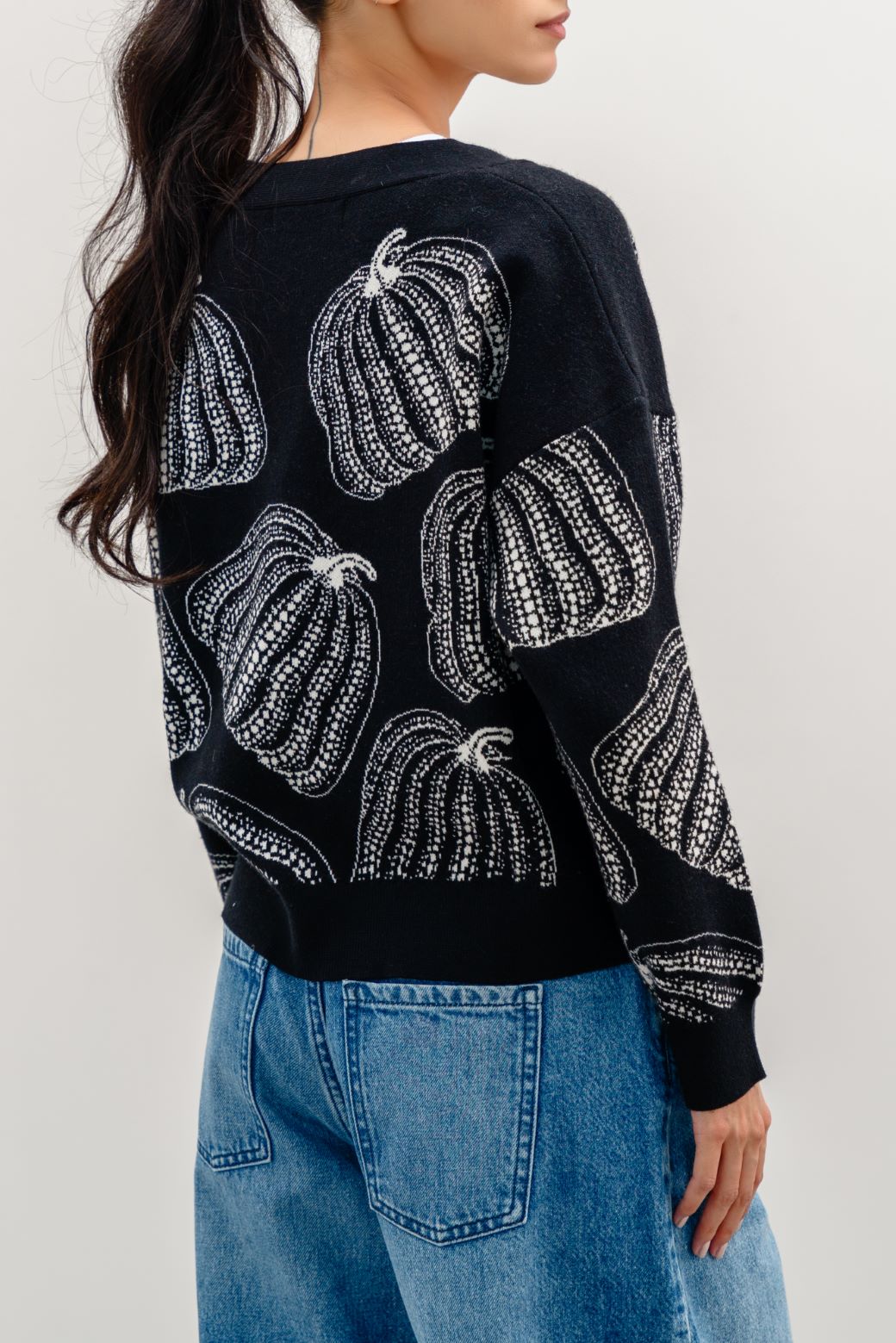 Jacquard Black Jilpop Pumpkin Cardigan