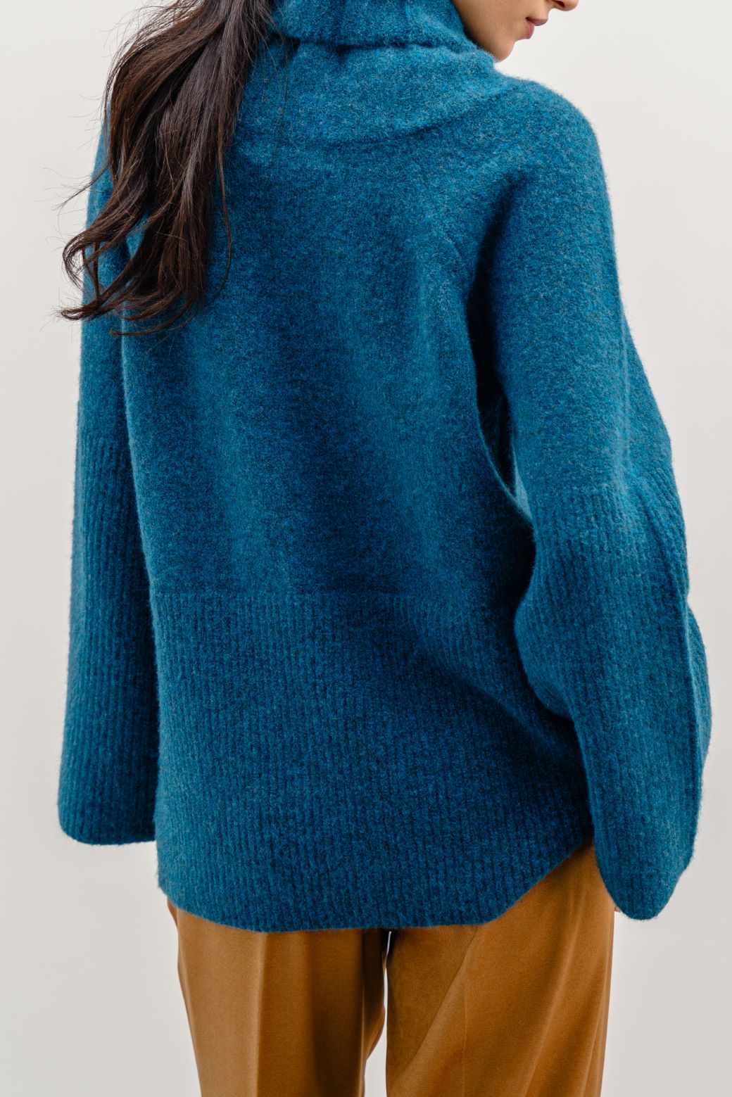 Morocco Teal Jilpop Rib Sleeve Sweater