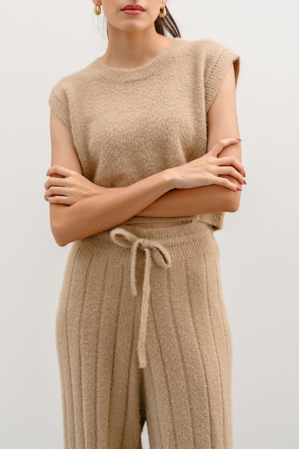 Sleeveless Taupe Jilpop Angel Sweater