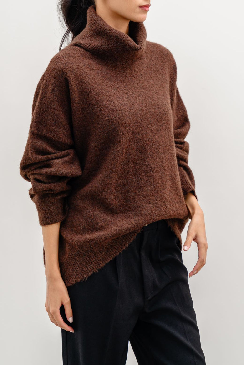 Manhattan Brown Jilpop High Neck Sweater