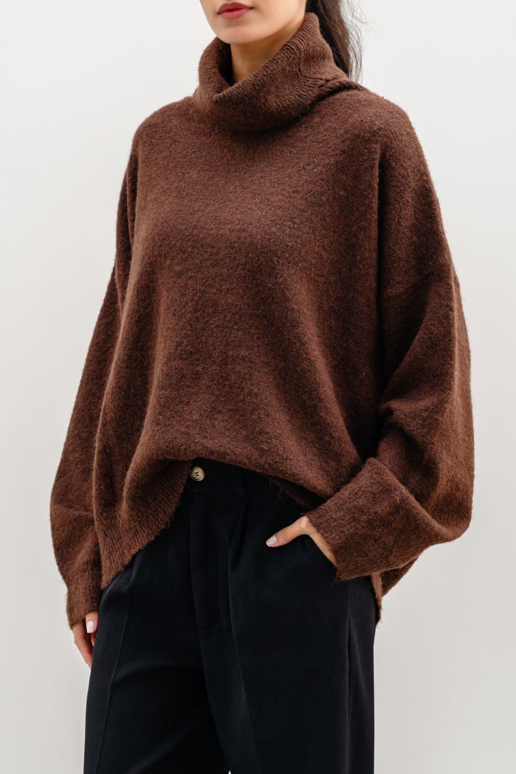 Manhattan Brown Jilpop High Neck Sweater