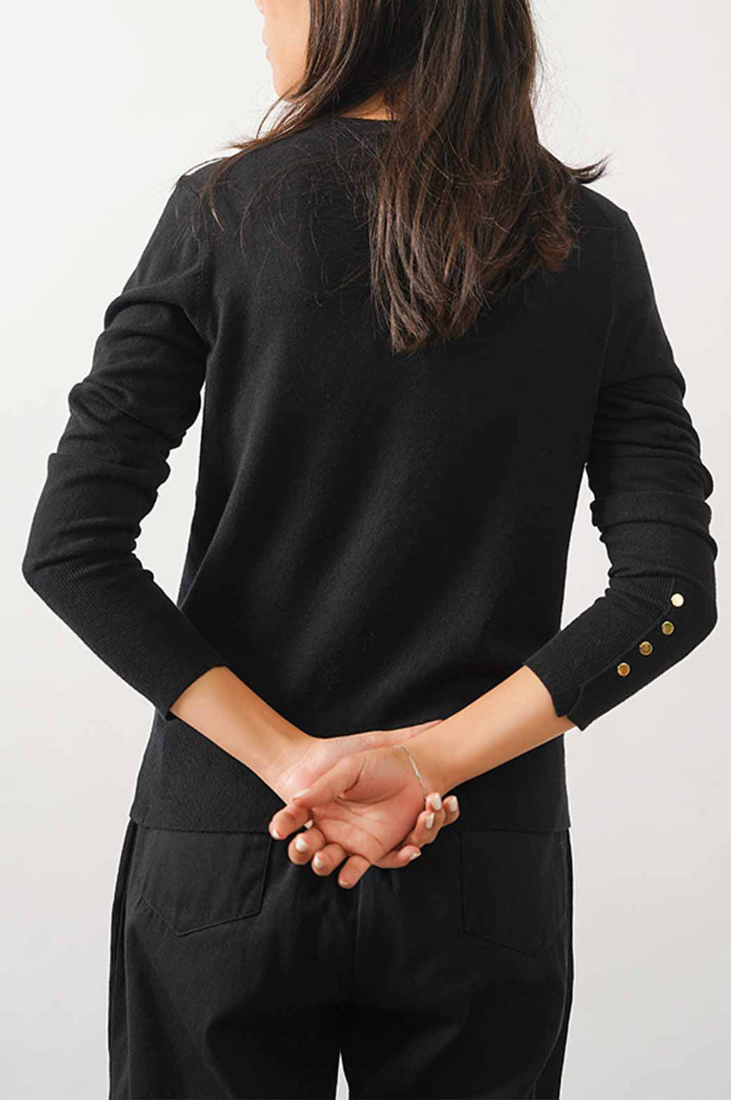 Jumper Black Jilpop With Sleeve Buttons