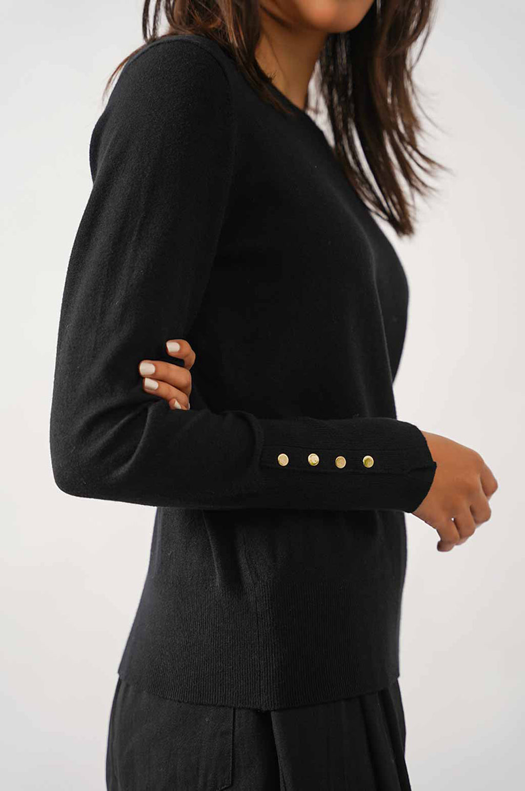 Jumper Black Jilpop With Sleeve Buttons