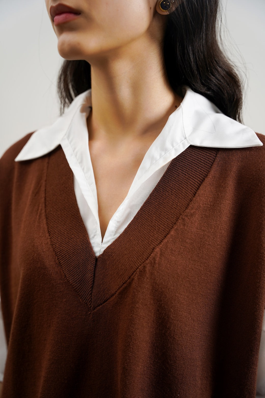 Sweater Brown Jilpop With Attached Shirt