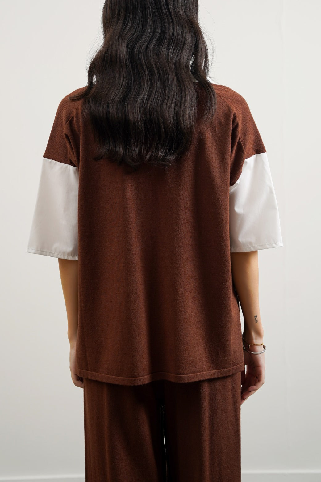 Sweater Brown Jilpop With Attached Shirt