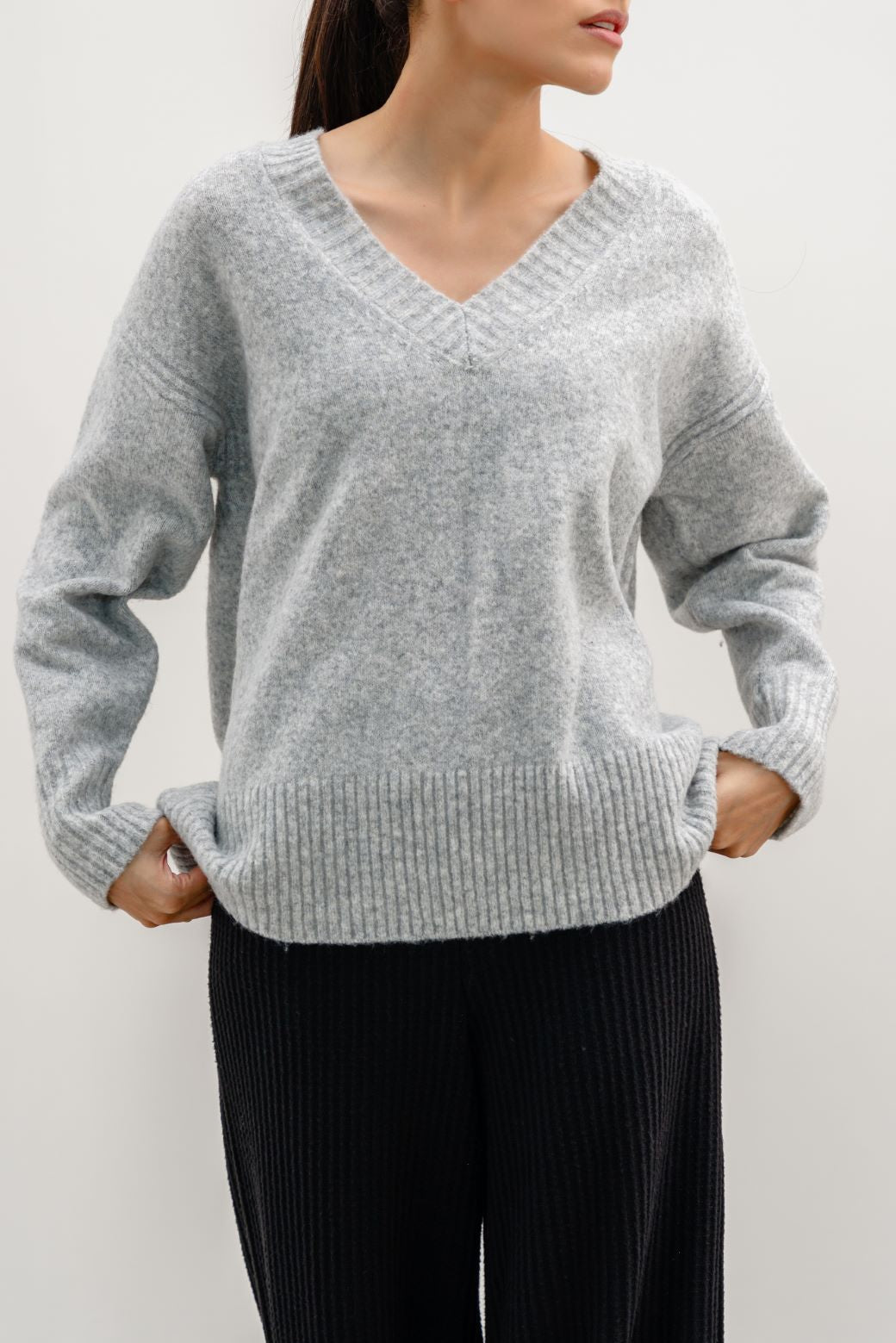 Classic Grey Jilpop V-Neck Jumper