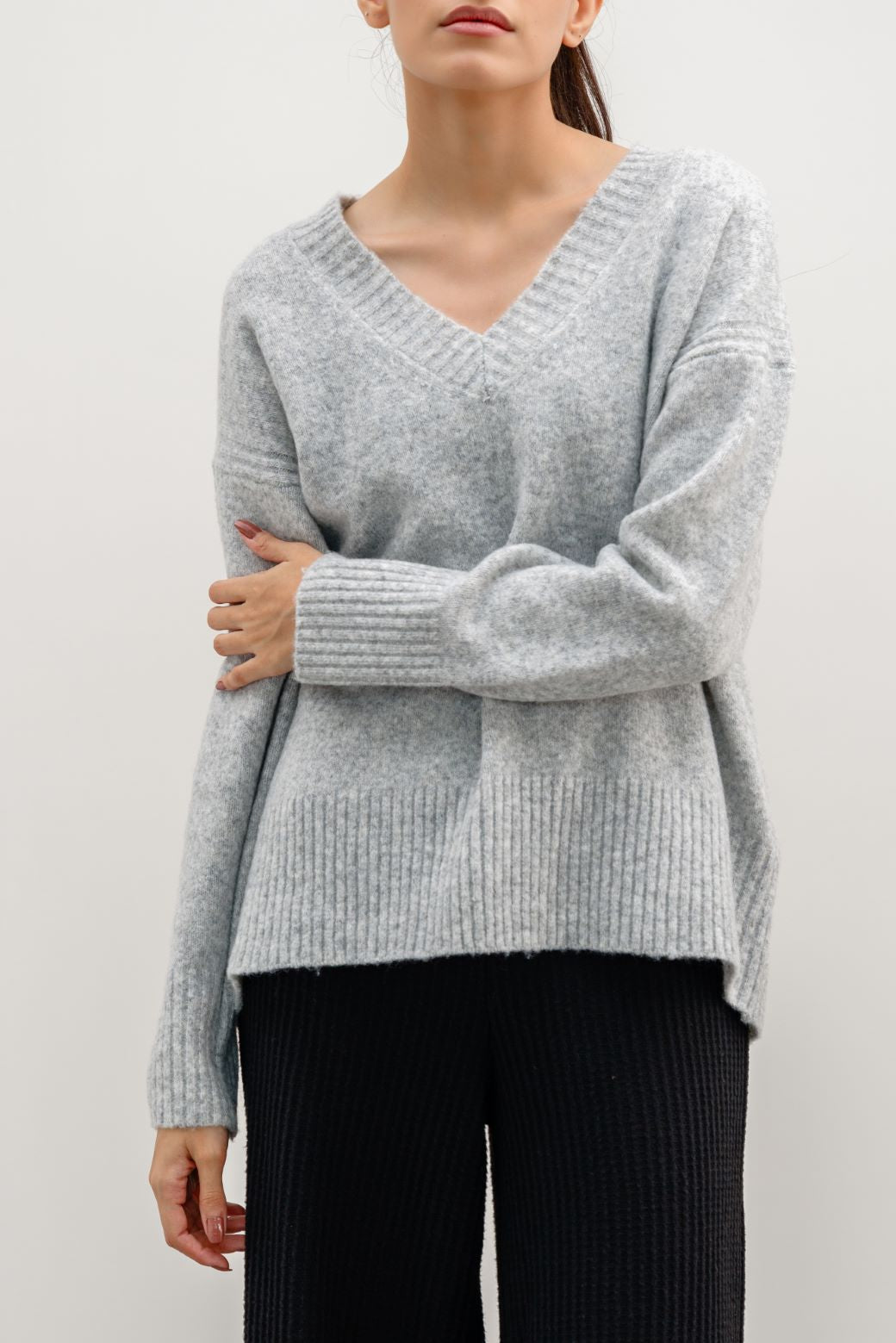 Classic Grey Jilpop V-Neck Jumper